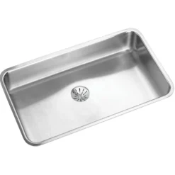 Elkay Lustertone Classic 31" Undermount Stainless Steel ADA Kitchen Sink, Lustrous Satin, 18 Gauge, ELUHAD281650PD