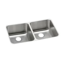 Elkay Lustertone Classic 31" Undermount Stainless Steel Kitchen Sink, 50/50 Double Bowl, Lustrous Satin, 18 Gauge, ELUH311810R