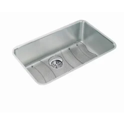 Elkay Lustertone Classic 31" Undermount Stainless Steel Kitchen Sink Kit, Lustrous Satin, 18 Gauge, ELUH281612DBG