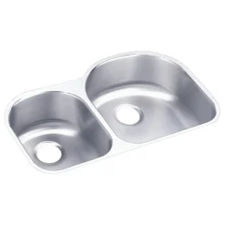 Elkay Lustertone Classic 31" Undermount Stainless Steel Kitchen Sink, 40/60 Double Bowl, Lustrous Satin, 18 Gauge, ELUH3119L