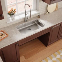 Elkay Lustertone Classic 31" Undermount Stainless Steel ADA Kitchen Sink, Lustrous Satin, 18 Gauge, ELUHAD281655