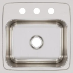 Elkay Lustertone 15" Stainless Steel Bar Sink, Lustrous Satin, 3 Faucet Holes, BLR153