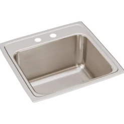 Elkay Lustertone 20" Stainless Steel Laundry Sink, Lustrous Satin, 2 Faucet Hole, DLR1919102