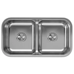 Elkay Lustertone 32" Stainless Steel Kitchen Sink, 50/50 Double Bowl, Lustrous Satin, EAQDUH3118