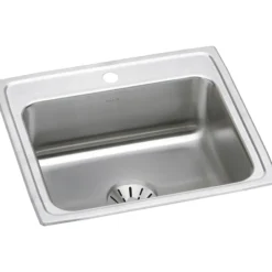 Elkay Lustertone 22" Stainless Steel Kitchen Sink, 18 Gauge, Lustrous Satin, 1 Faucet Hole, DLR221910PD1