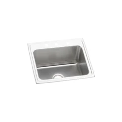 Elkay Lustertone 25" Stainless Steel Kitchen Sink, 18 Gauge, Lustrous Satin, 3 Faucet Hole, DLR2521103
