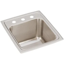 Elkay Lustertone 15" Stainless Steel Kitchen Sink, 18 Gauge, Lustrous Satin, 3 Faucet Hole, DLR1517103