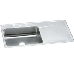 Elkay Lustertone 43" Stainless Steel Kitchen Sink with Drainboard, 1 faucet hole, 18 Gauge, Lustertone Classic, ILR4322L1