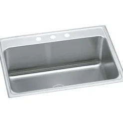 Elkay Lustertone 31" Stainless Steel Kitchen Sink, 18 Gauge, Lustrous Satin, 3 Faucet Hole, DLR3122123