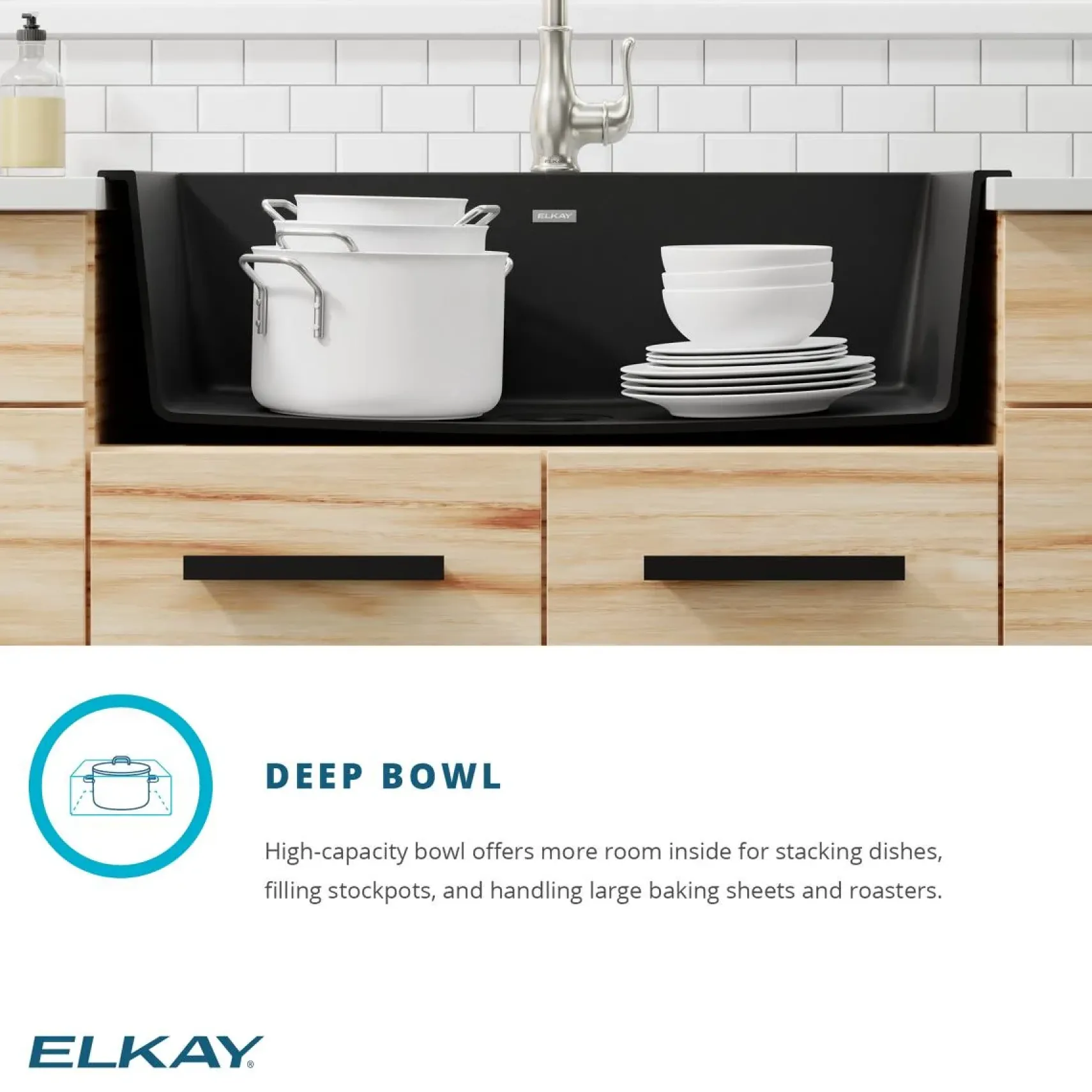 Elkay Quartz Classic 33" Drop In/Topmount Quartz Kitchen Sink, Greystone, 5 Pre-scored Faucet Holes, ELGR13322GS0