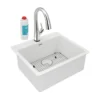 Elkay Quartz Classic 25" Drop In/Topmount Quartz Kitchen Sink Kit with Faucet, Single Bowl White, 5 Pre-scored Faucet Holes, ELG2522WH0FLC