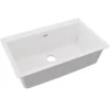 Elkay Quartz Classic 33" Drop In/Topmount Quartz Kitchen Sink, White, 5 Pre-scored Faucet Holes, ELGR13322WH0