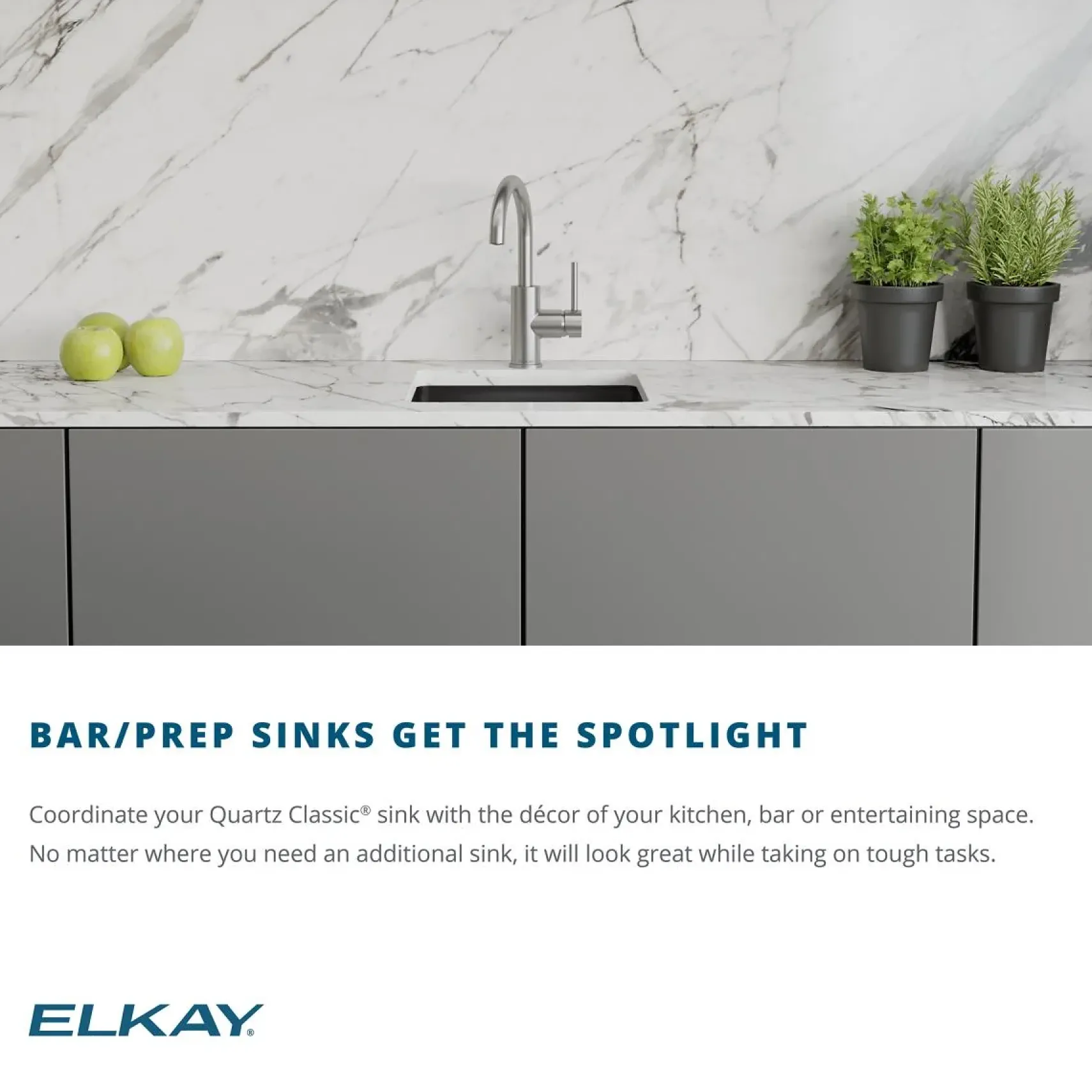Elkay Quartz Classic 18" Dual Mount Quartz Kitchen Sink, Single Bowl, Black, ELG16FBBK0