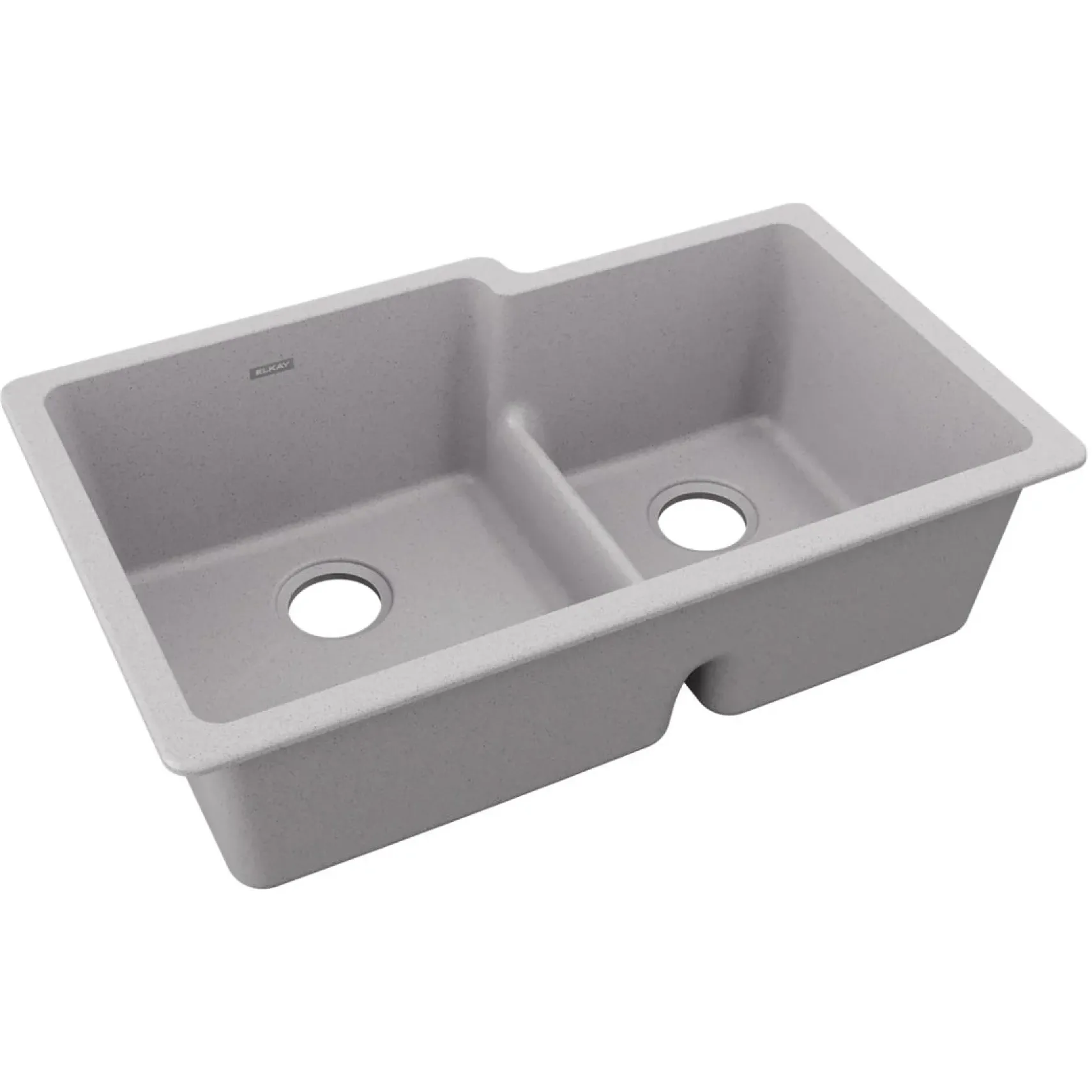 Elkay Quartz Classic 33" Undermount Quartz Kitchen Sink, 60/40 Double Bowl, Greystone, ELGULBO3322GS0