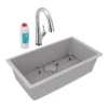 Elkay Quartz Classic 33" Undermount Quartz Kitchen Sink Kit with Faucet, Single Bowl Greystone, ELGRU13322GSFLC
