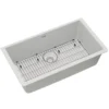 Elkay Quartz Classic 33" Undermount Quartz Kitchen Sink Kit, White, ELGRU13322WH0C