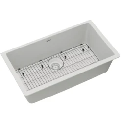 Elkay Quartz Classic 33" Undermount Quartz Kitchen Sink Kit, White, ELGRU13322WH0C