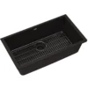 Elkay Quartz Classic 33" Undermount Quartz Kitchen Sink Kit, Black, ELGRU13322BK0C