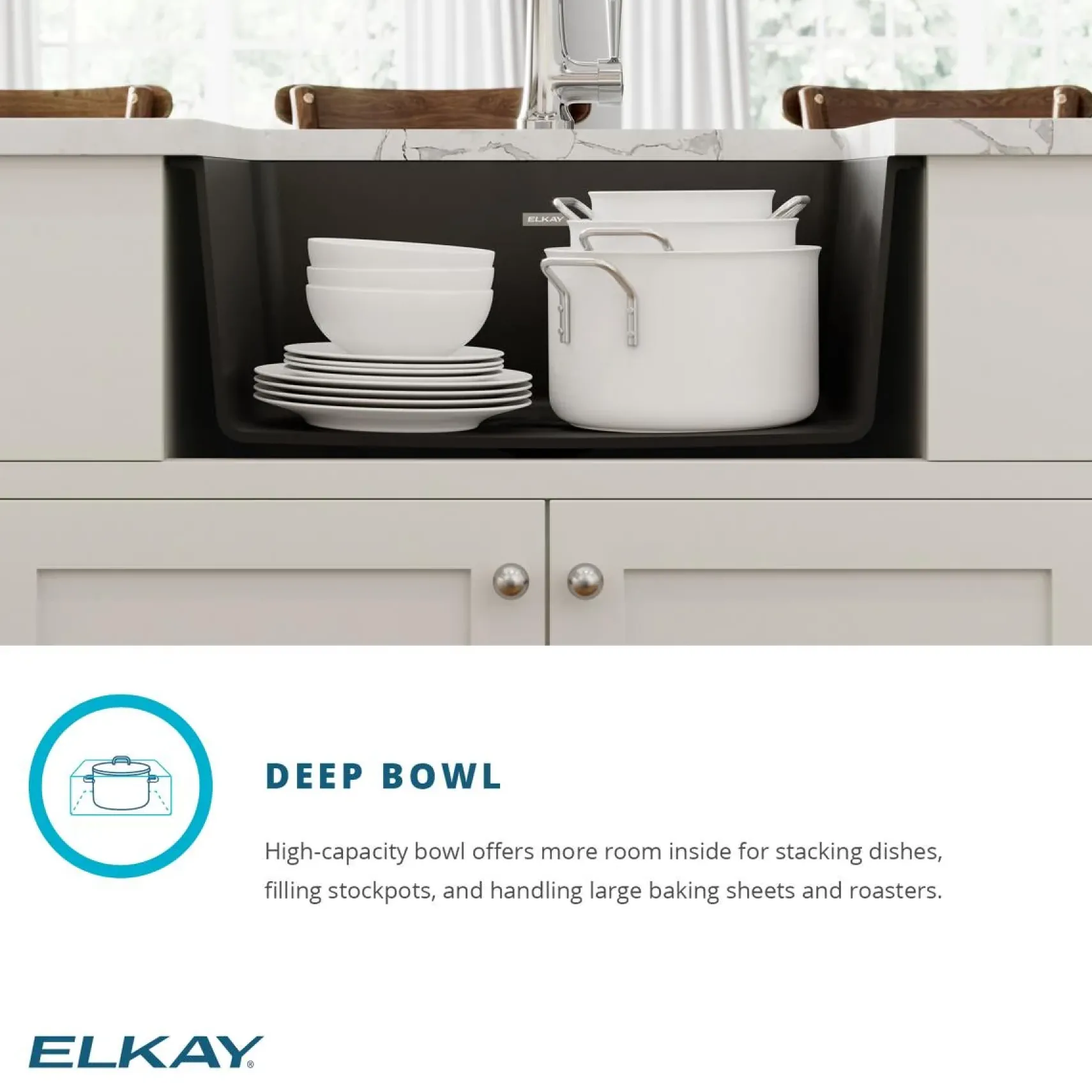 Elkay Quartz Classic 25" Undermount Quartz Kitchen Sink Kit with Faucet, Single Bowl Greystone, ELGU2522GS0FLC