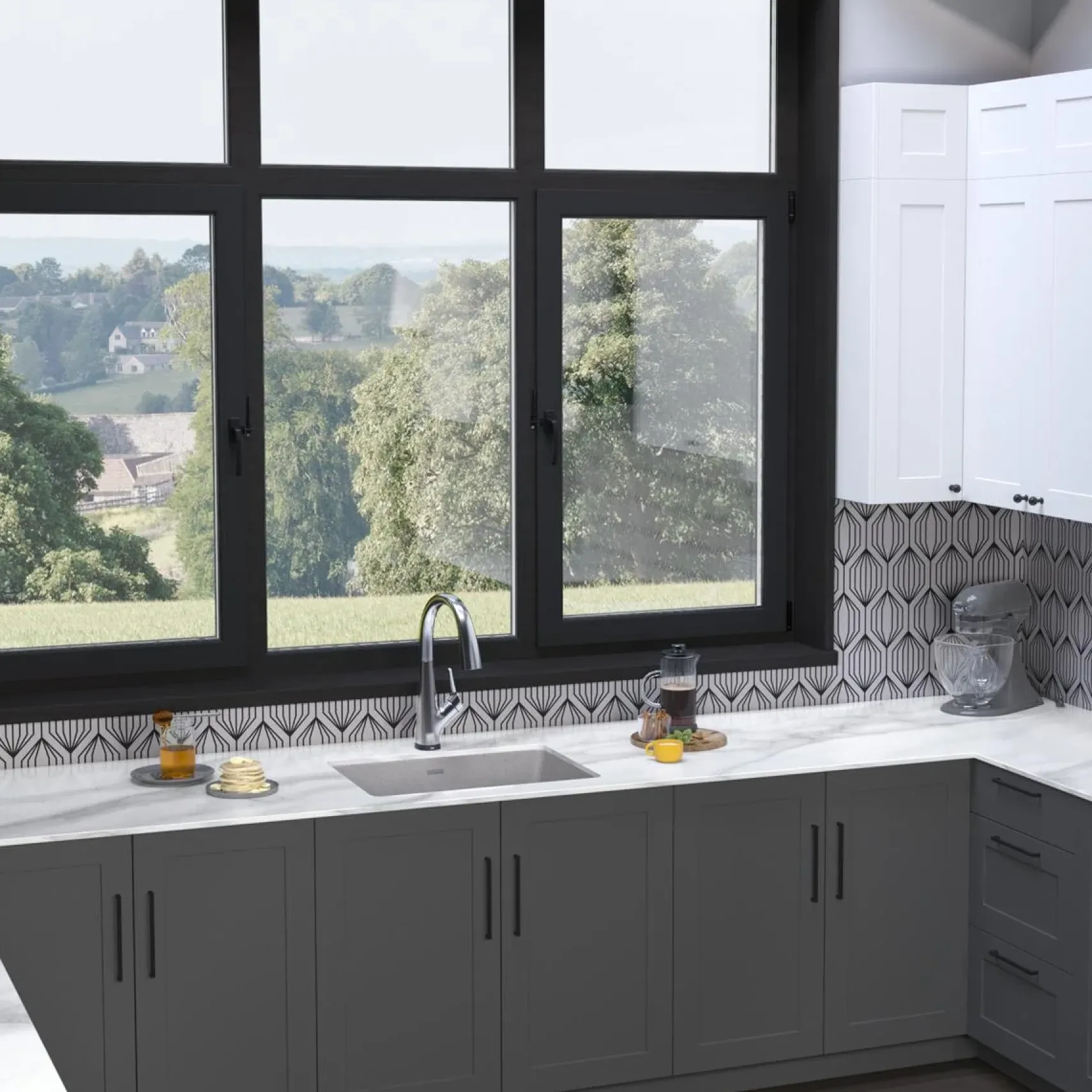 Elkay Quartz Classic 25" Undermount Quartz Kitchen Sink Kit with Faucet, Single Bowl Greystone, ELGU2522GS0FLC
