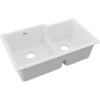 Elkay Quartz Classic 33" Undermount Quartz Kitchen Sink, 60/40 Double Bowl, White, ELGULBO3322WH0