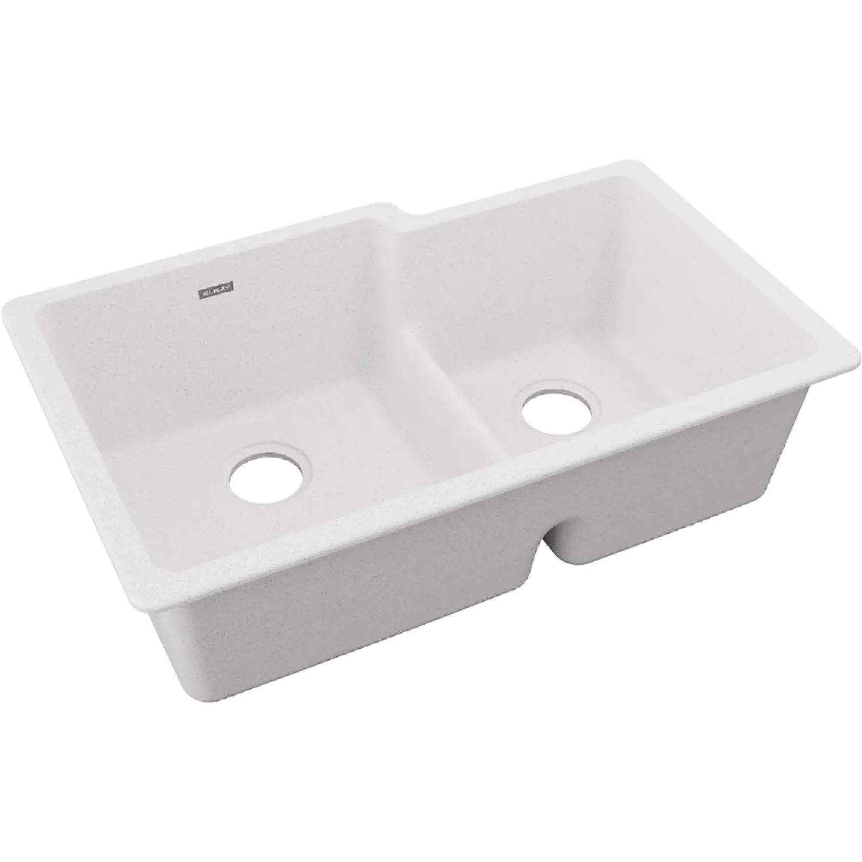 Elkay Quartz Classic 33" Undermount Quartz Kitchen Sink, 60/40 Double Bowl, White, ELGULBO3322WH0