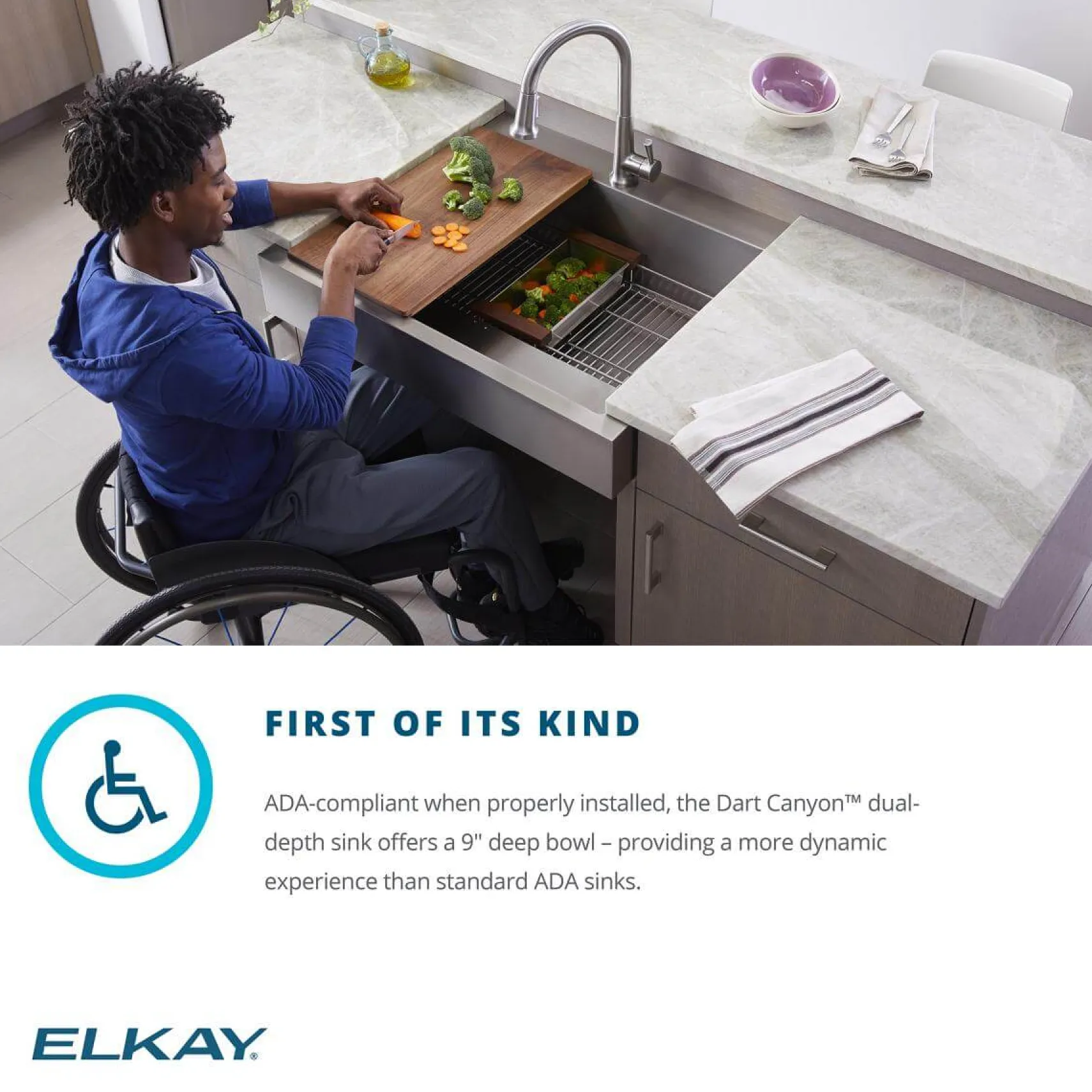 Elkay 33" Stainless Steel ADA Compliant Workstation Farmhouse Sink, Polished Satin, 1 Faucet Hole, ELDSSF33279DBG