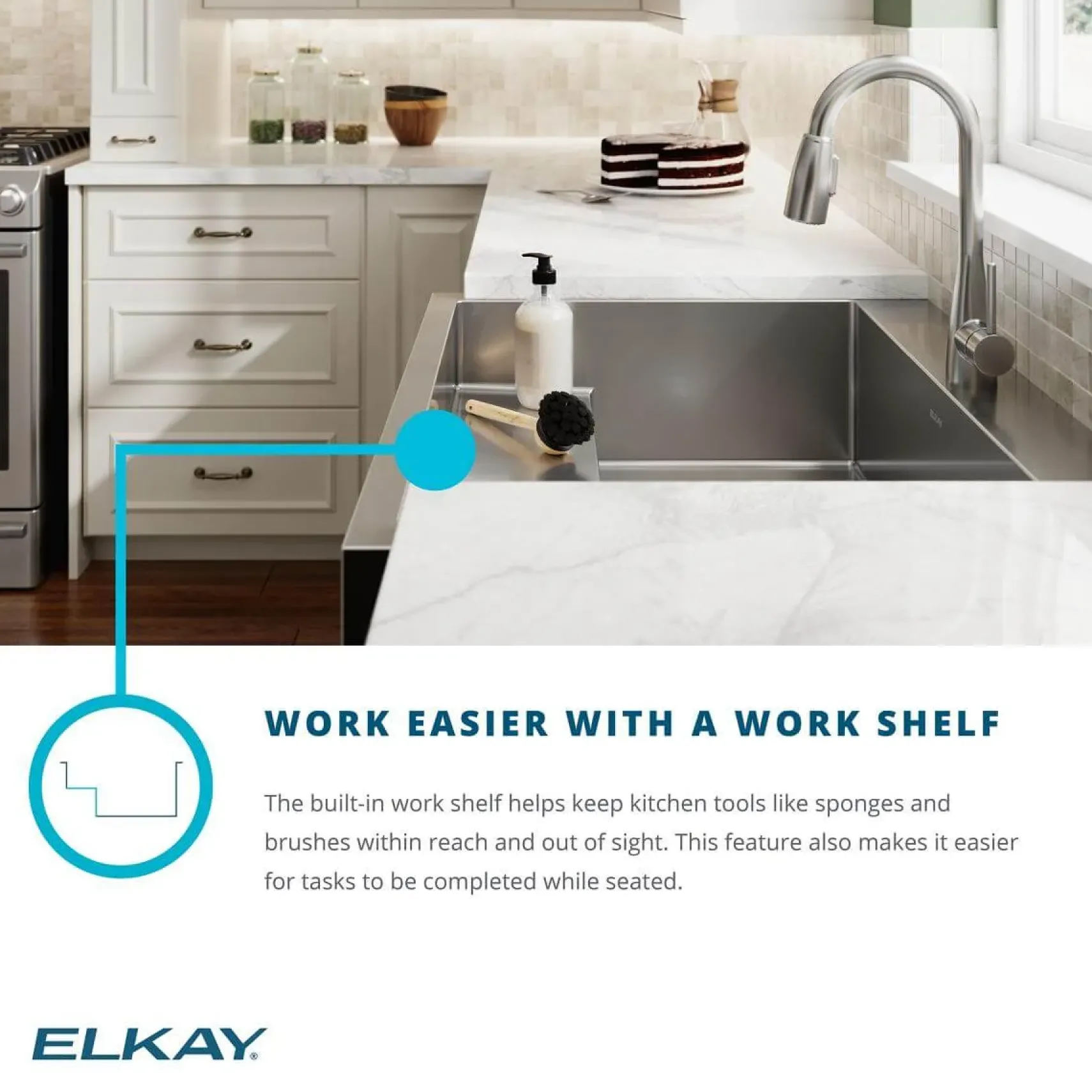 Elkay 33" Stainless Steel ADA Compliant Workstation Farmhouse Sink, Polished Satin, 1 Faucet Hole, ELDSSF33279DBG