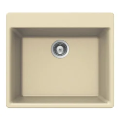 Houzer 24" Composite Granite Topmount Single Bowl Kitchen Sink, Biscuit, G-100 SAND