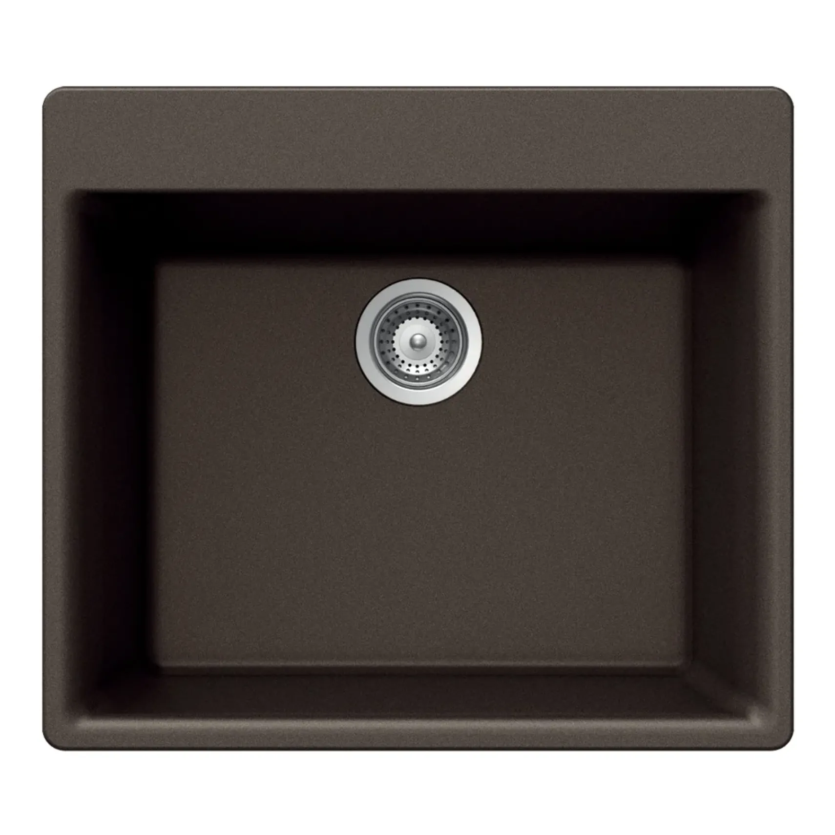 Houzer 24" Composite Granite Topmount Single Bowl Kitchen Sink, Brown, G-100 MOCHA