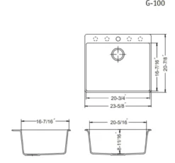 Houzer 24" Composite Granite Topmount Single Bowl Kitchen Sink, Brown, G-100 MOCHA