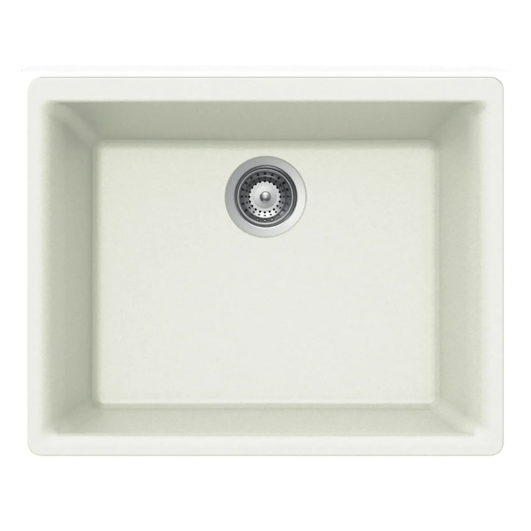 Houzer 24" Composite Granite Undermount Single Bowl Kitchen Sink, White, G-100U CLOUD
