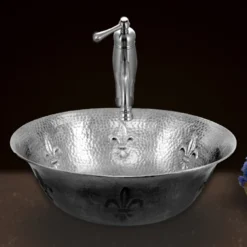 Houzer 16" Copper Bathroom Vessel Sink, Pewter, HW-TEL2V