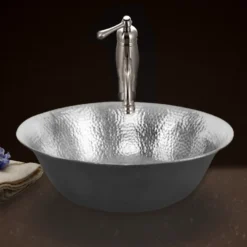 Houzer 16" Copper Bathroom Vessel Sink, Pewter, HW-SIE2V