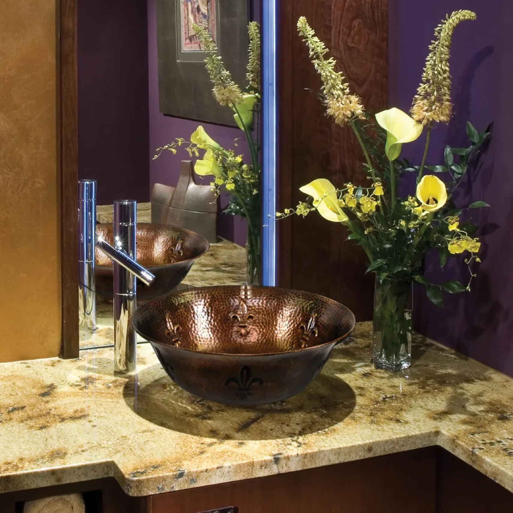 Houzer 16" Copper Bathroom Vessel Sink, HW-TEL1V