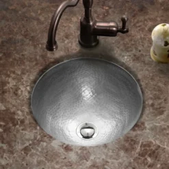 Houzer 12" Copper Flat Lip Bathroom Sink, Pewter, HW-BAB2RF