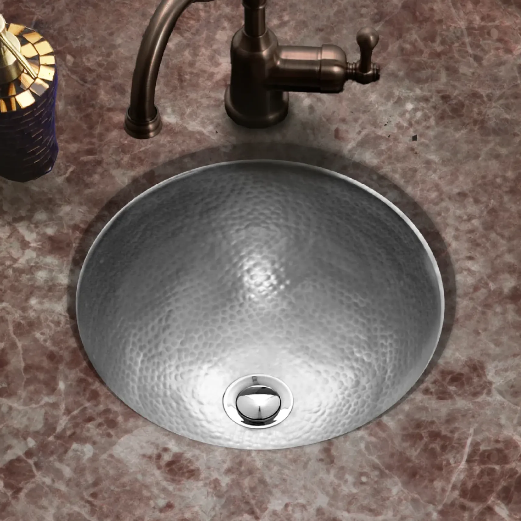 Houzer 15" Copper Flat Lip Bathroom Sink, Pewter, HW-CLA2RF