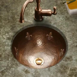 Houzer 15" Copper Flat Lip Bathroom Sink, HW-FAM1RF