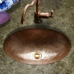Houzer 21" Copper Flat Lip Bathroom Sink, HW-ELI1EF