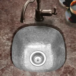 Houzer 18" Copper Flat Lip Hammerwerks Bar/Prep Sink, Pewter, HW-LAG2BF
