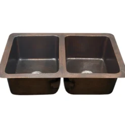 Houzer 34" Copper Undermount Double Bowl Kitchen Sink, HW-CHA12