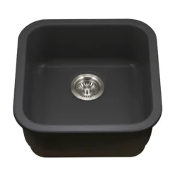 Houzer 19" Fireclay Undermount Bar Sink, Black, Platus Series, PTB-1919 BL
