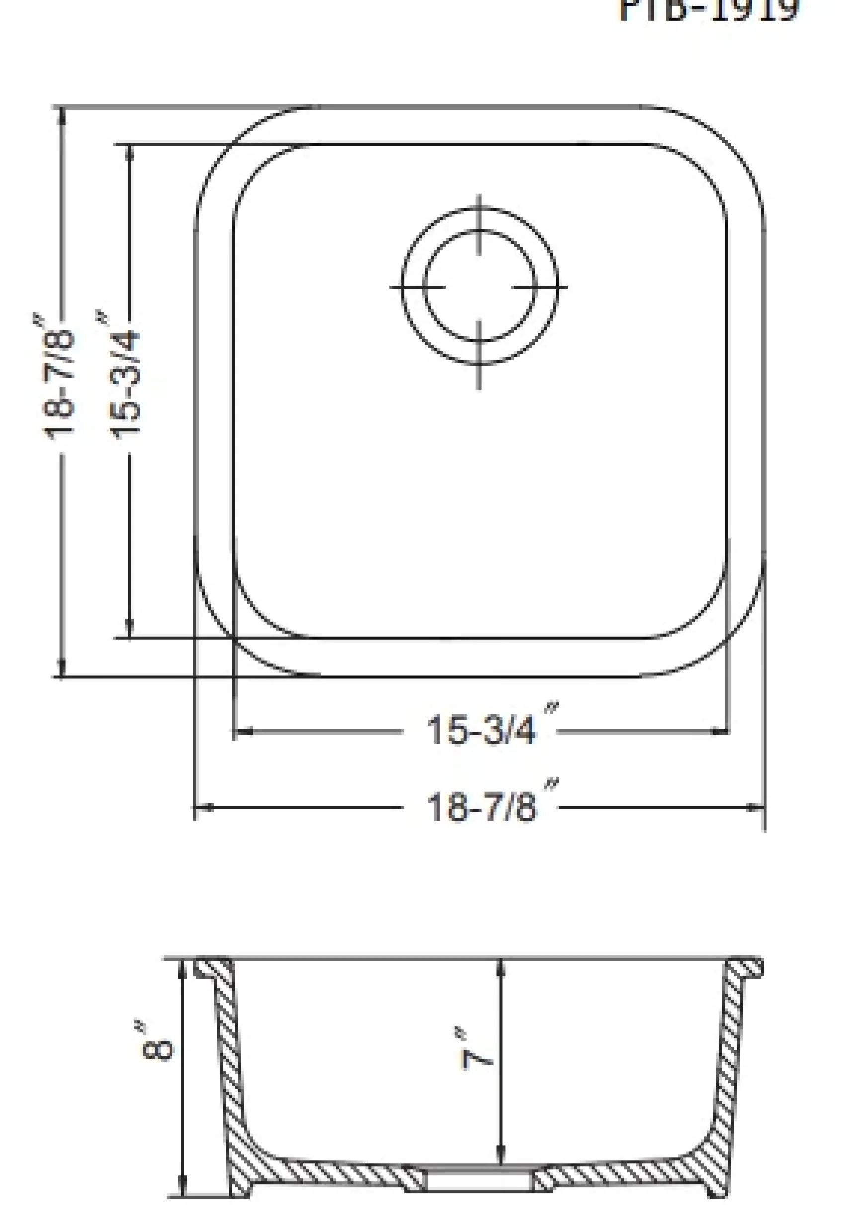 Houzer 19" Fireclay Undermount Bar Sink, Grey, Platus Series, PTB-1919 GR