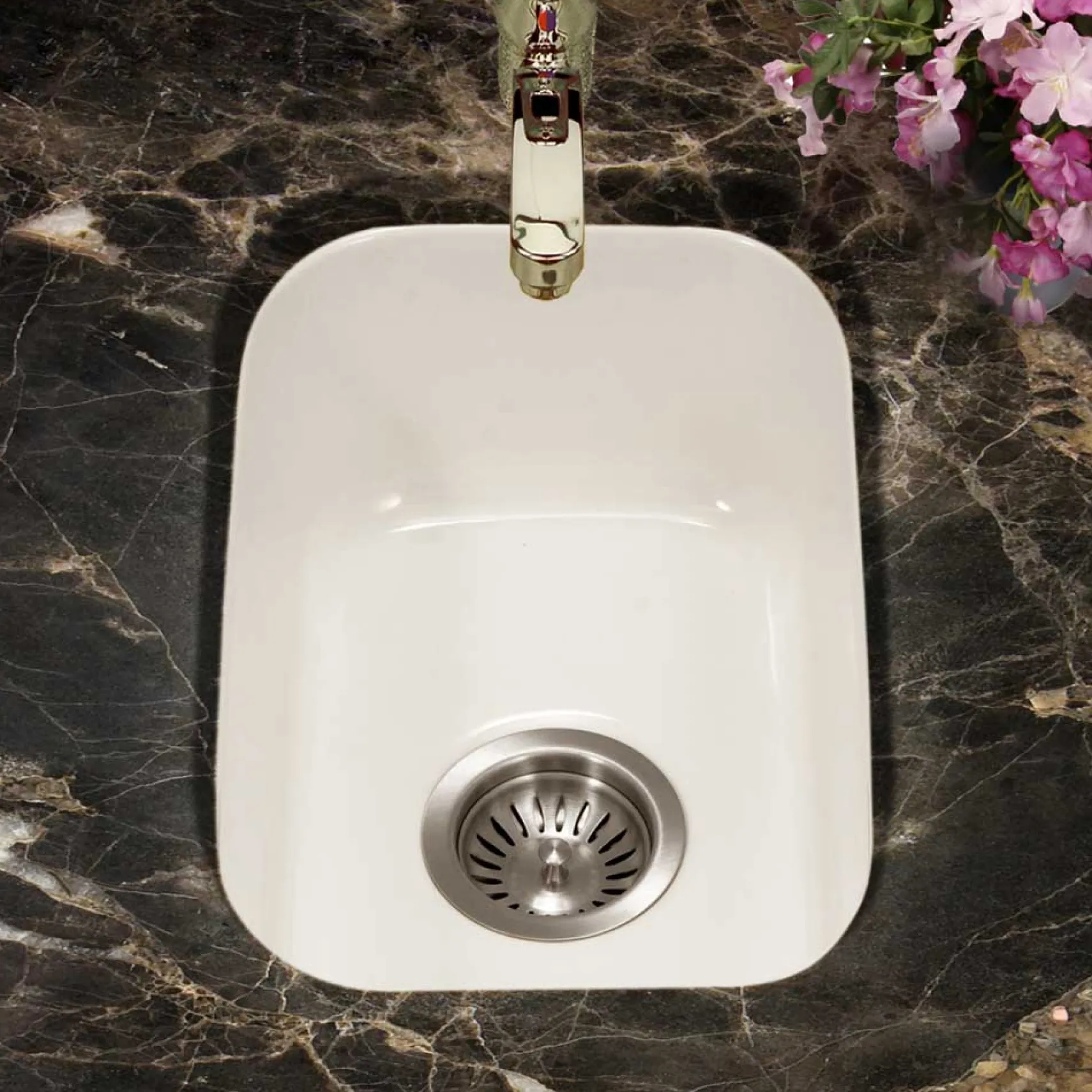 Houzer 12" Fireclay Undermount Bar Sink, Biscuit, Platus Series, PTB-1318 BQ