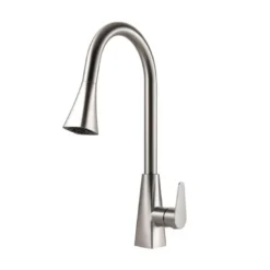 Houzer 1.75 GPM Catori Series Brushed Nickel Fingerprint-Free Finish Single Handle Pull-Out Kitchen Faucet - Brass, CAT-172-BF