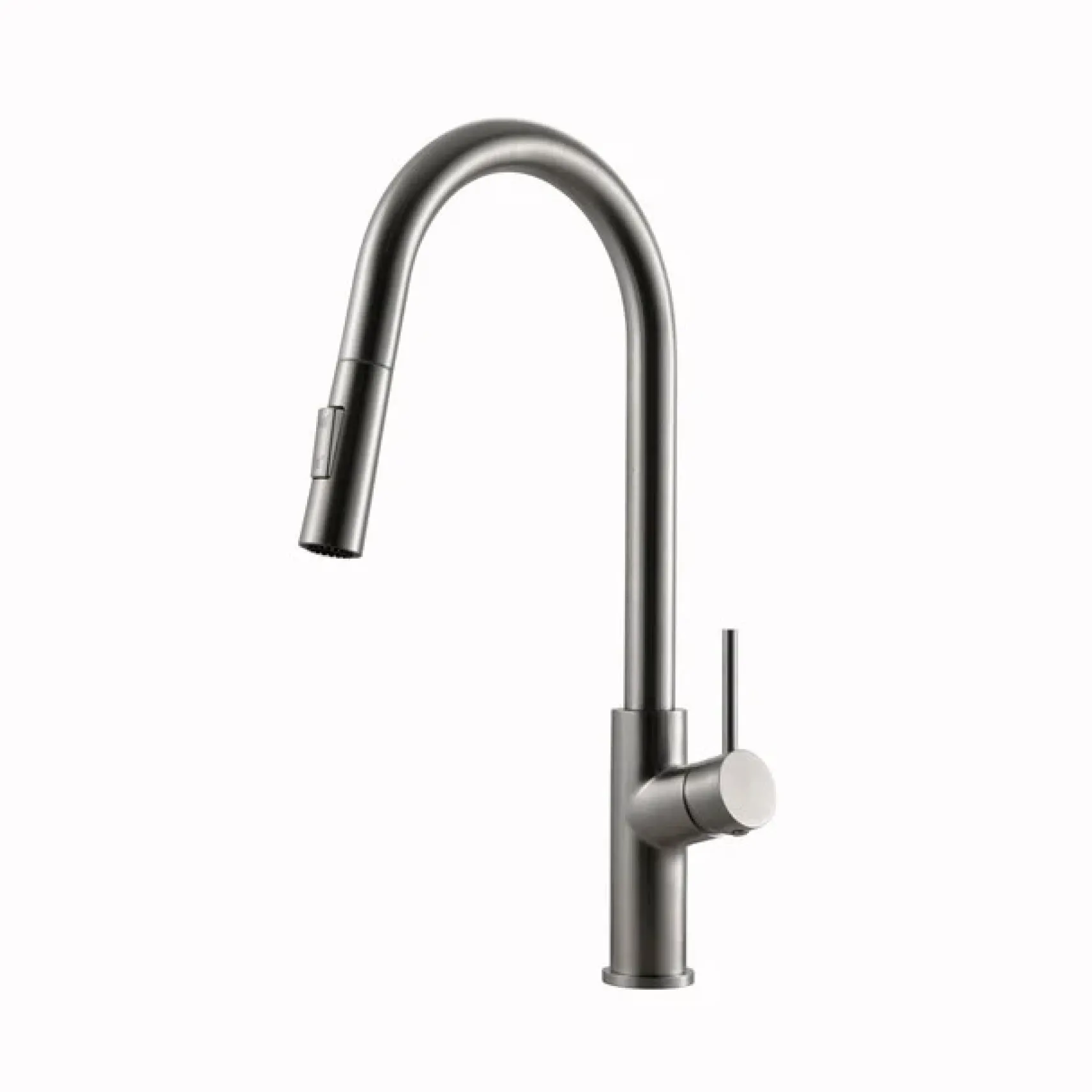 Houzer 1.75 GPM Kevali Series Brushed Nickel Single Handle Pull-Down Kitchen Faucet - Brass, KEV-151-BN