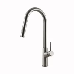 Houzer 1.75 GPM Kevali Series Brushed Nickel Fingerprint-Free Finish Single Handle Pull-Down Kitchen Faucet - Brass, KEV-151-BF