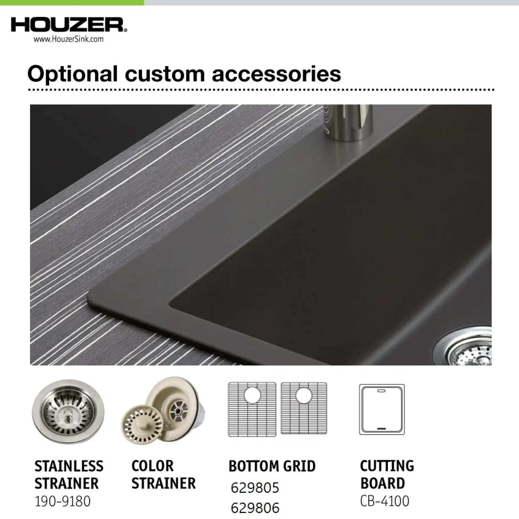 Houzer 33" Granite Topmount 60/40 Double Bowl Kitchen Sink, Black, M-175 MIDNITE