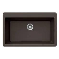 Houzer 33" Granite Topmount Single Bowl Kitchen Sink, Brown, V-100 MOCHA