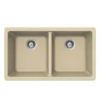 Houzer 33" Granite Undermount 50/50 Double Bowl Kitchen Sink, Biscuit, M-200U SAND